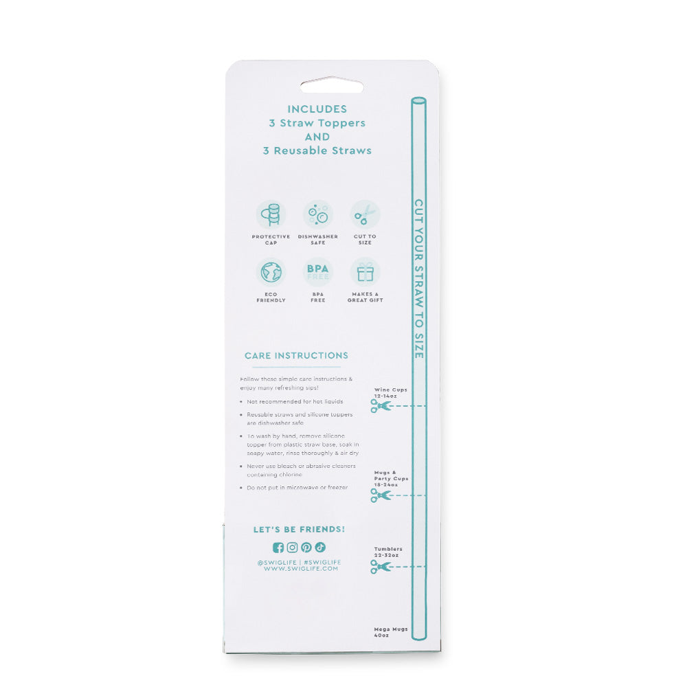Scrub Life Straw Topper Set - 6 Pack Silicone Drink Lids for Smoothies, Boba & Iced Coffee - Perfect for Reusable Cups, Tumblers & Mason Jars