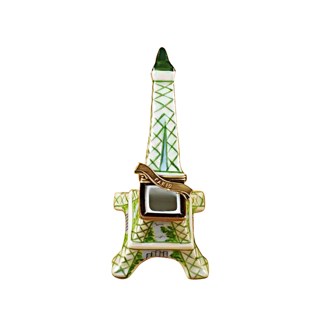 Elegant Limoges Porcelain Eiffel Tower Trinket Box - Perfect for Collectors, Home Decor & Gift Giving | French-Themed Souvenir for Display & Storage