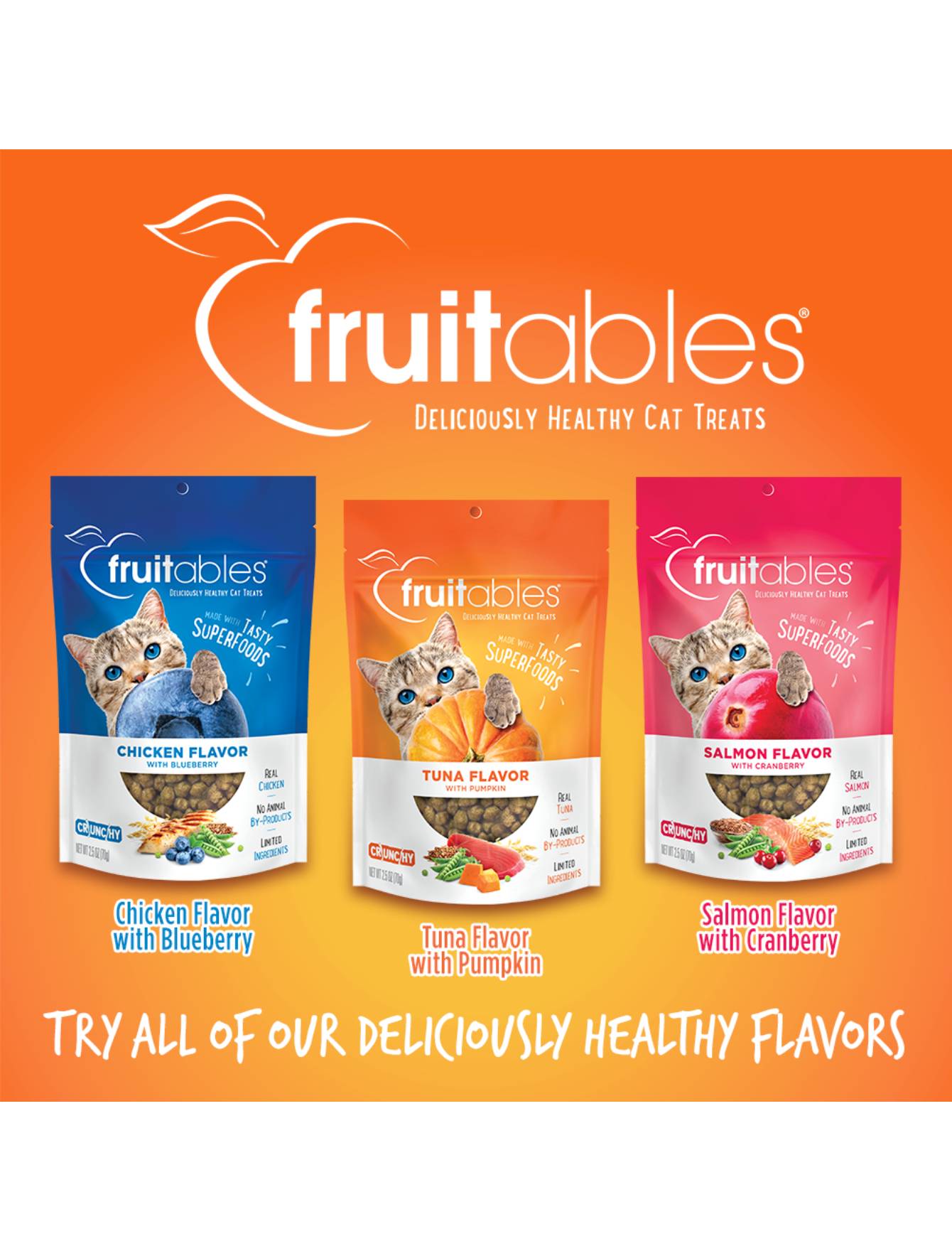 Fruitables Crunchy Tuna with Pumpkin Cat Treats 2.5oz - Healthy Natural Cat Snacks for Indoor Cats - Perfect for Training, Rewards & Dental Health