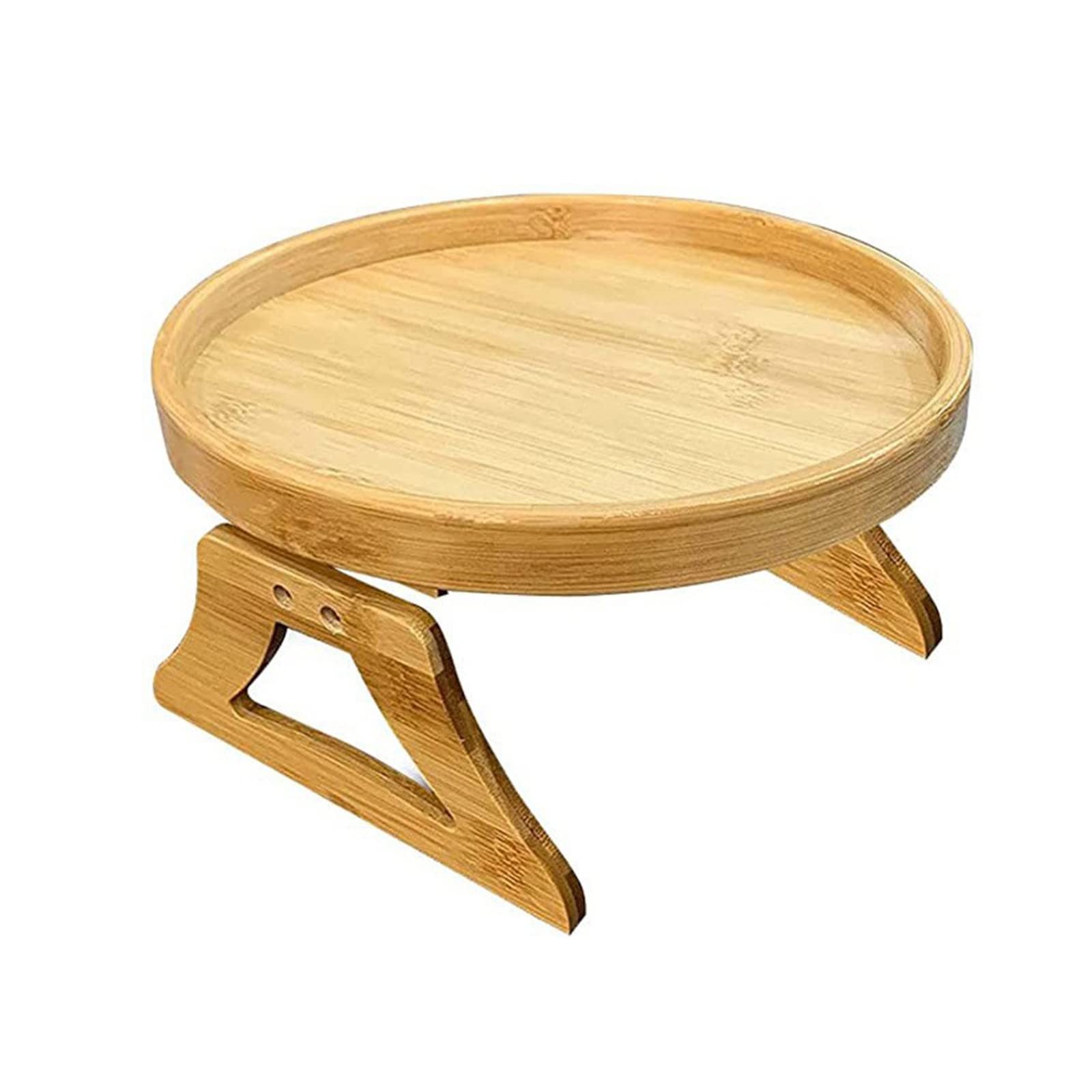 Firlar 9.84 Inch Foldable Wooden Sofa Arm Clip Tray - Portable Couch Side Table for Small Spaces, TV Snacks, Drinks & Phone Holder - Perfect for Living Room, Bedroom & Home Office Use