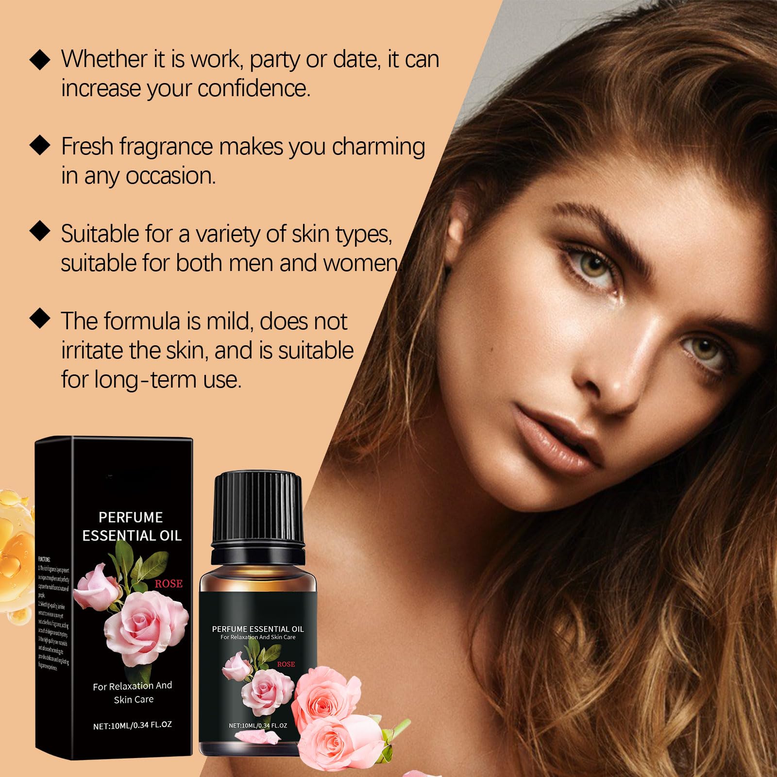 100% Pure Organic Rose Essential Oil for Diffuser, Skin Care, Hair Growth & Relaxing Massage - 10ml Travel Size - Perfect for Aromatherapy, Spa Days & Natural Perfume Making