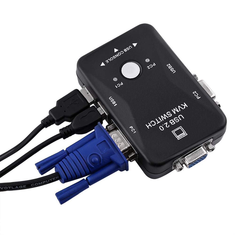 2-Port USB VGA KVM Switch Kit with Cables for PC & Monitor Sharing