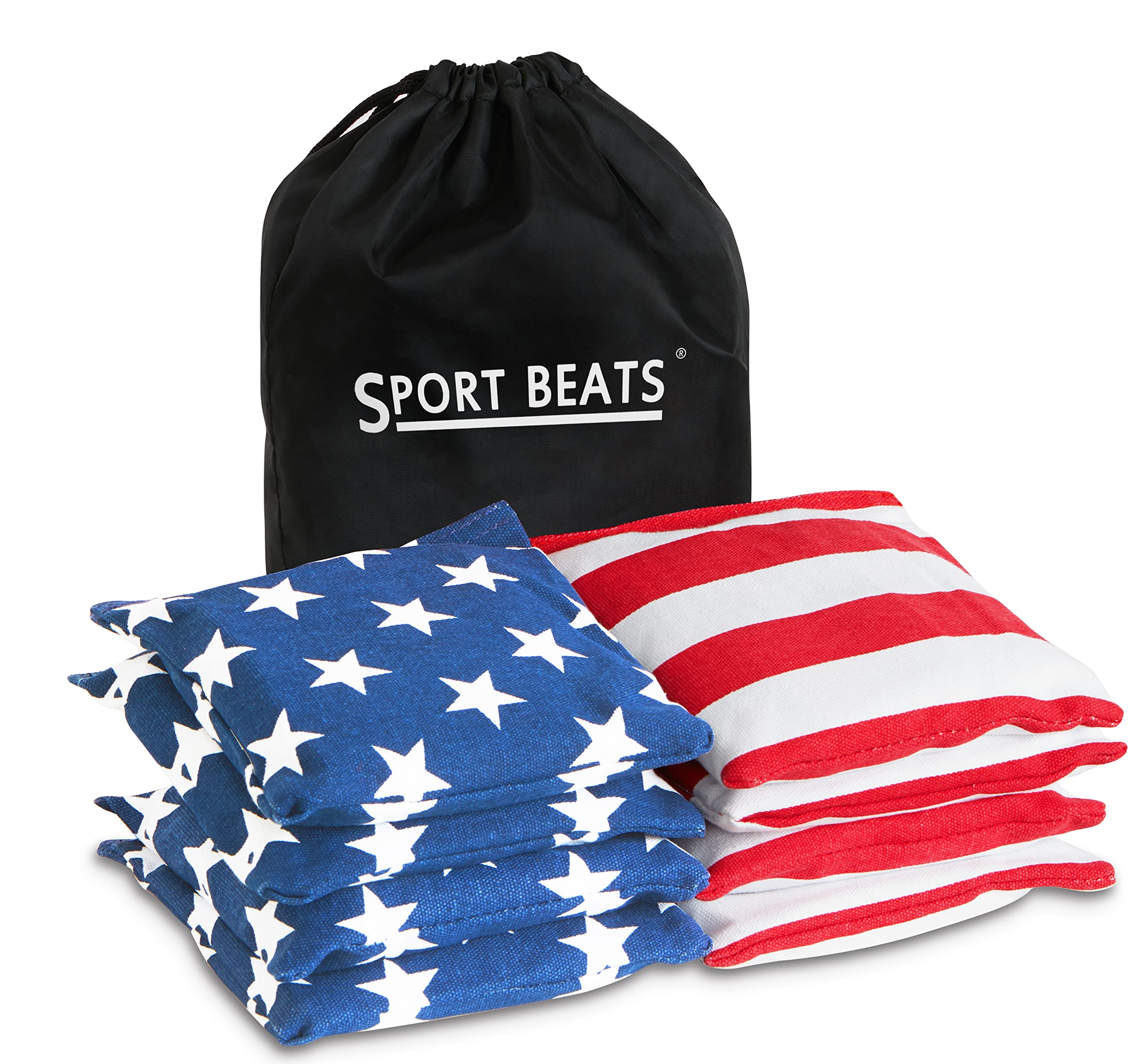 SPORT BEATS Cornhole Bags Set of 8 - Regulation Weight & Size Bean Bags for Cornhole Game with Carry Case - Perfect for Backyard Parties, Tailgating & Outdoor Fun