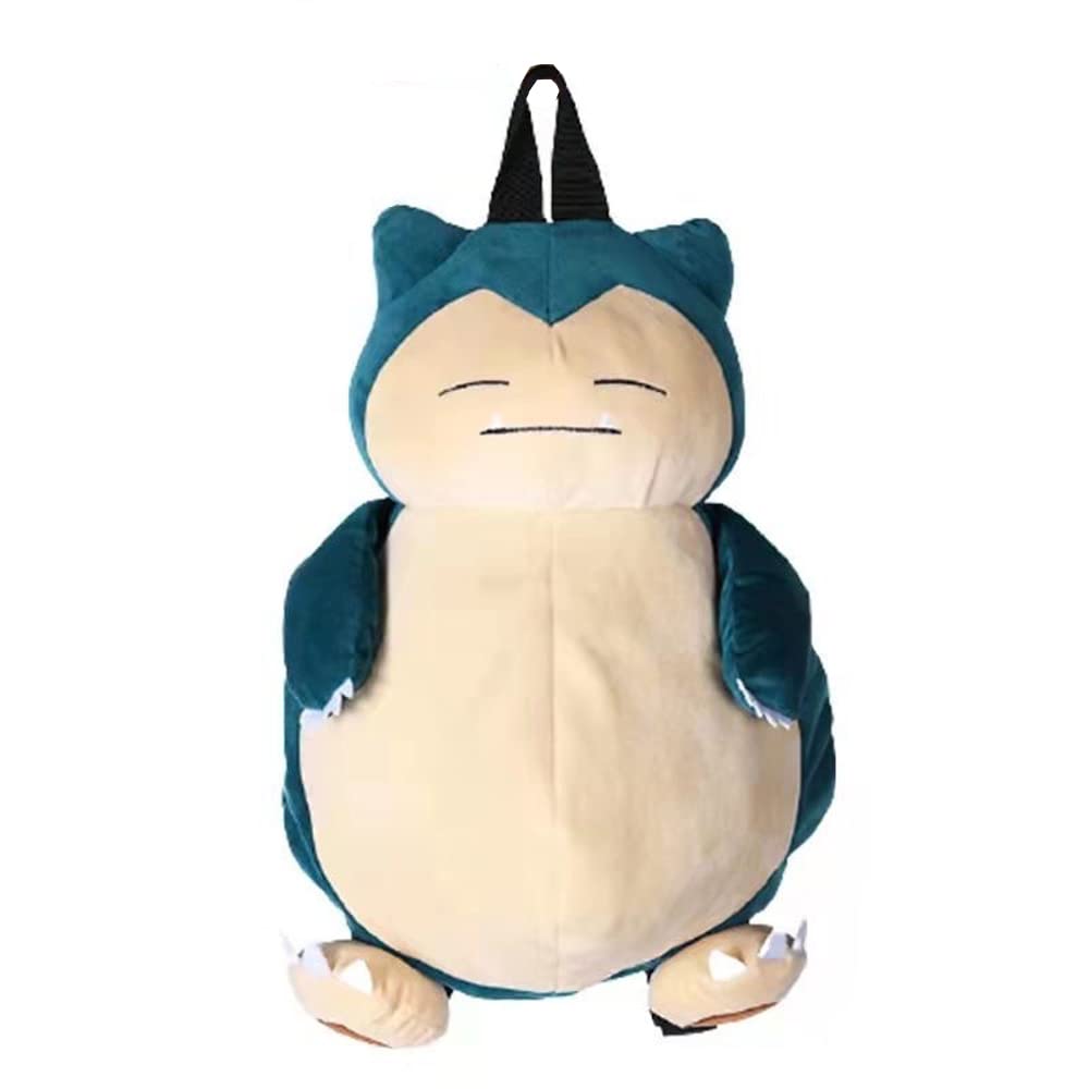 CTHFA Snorlax Plush Backpack - Cute Anime Cartoon Stuffed Animal Shoulder Bag, Multi-Functional Blue Plush Toy Backpack for Kids, Cosplay, Travel & School