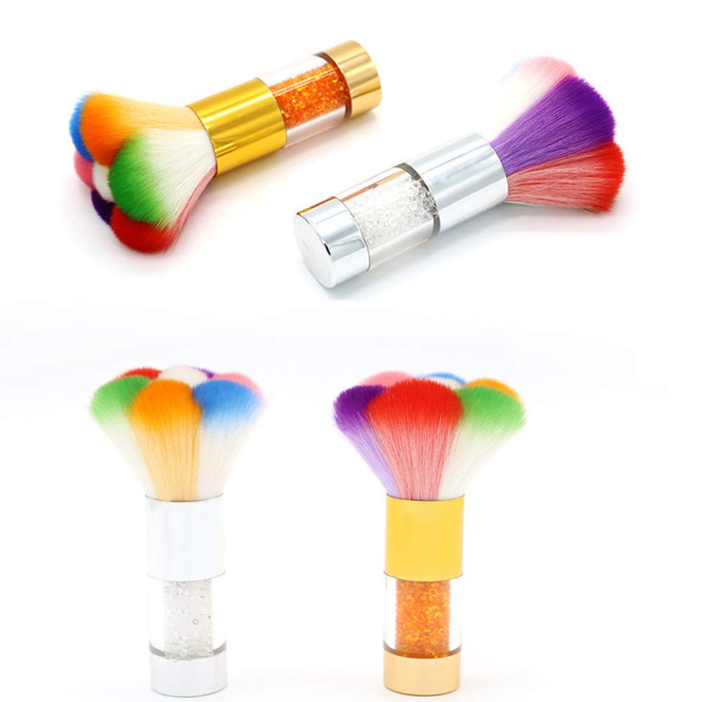 Glitter Nail Dust Brush Remover - Gold Fiber Hair for Manicure & Salon Care