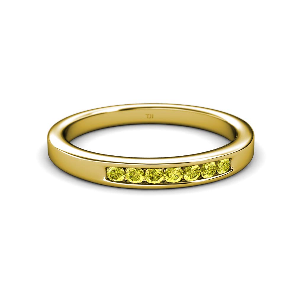 14K Yellow Gold Yellow Diamond 7 Stone Channel Set Wedding Band - 0.35 ctw | Elegant Bridal Jewelry for Engagement, Anniversary & Special Occasions