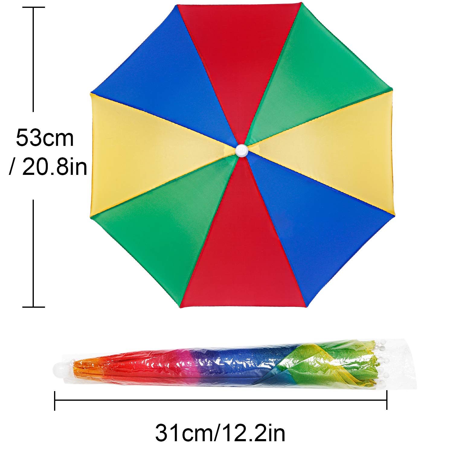 3 Pack Waterproof Rainbow Umbrella Hats - Adjustable Camouflage Fishing Cap & Sun Protection Headband for Beach, Outdoor, Camping, Hiking, and Fishing Activities