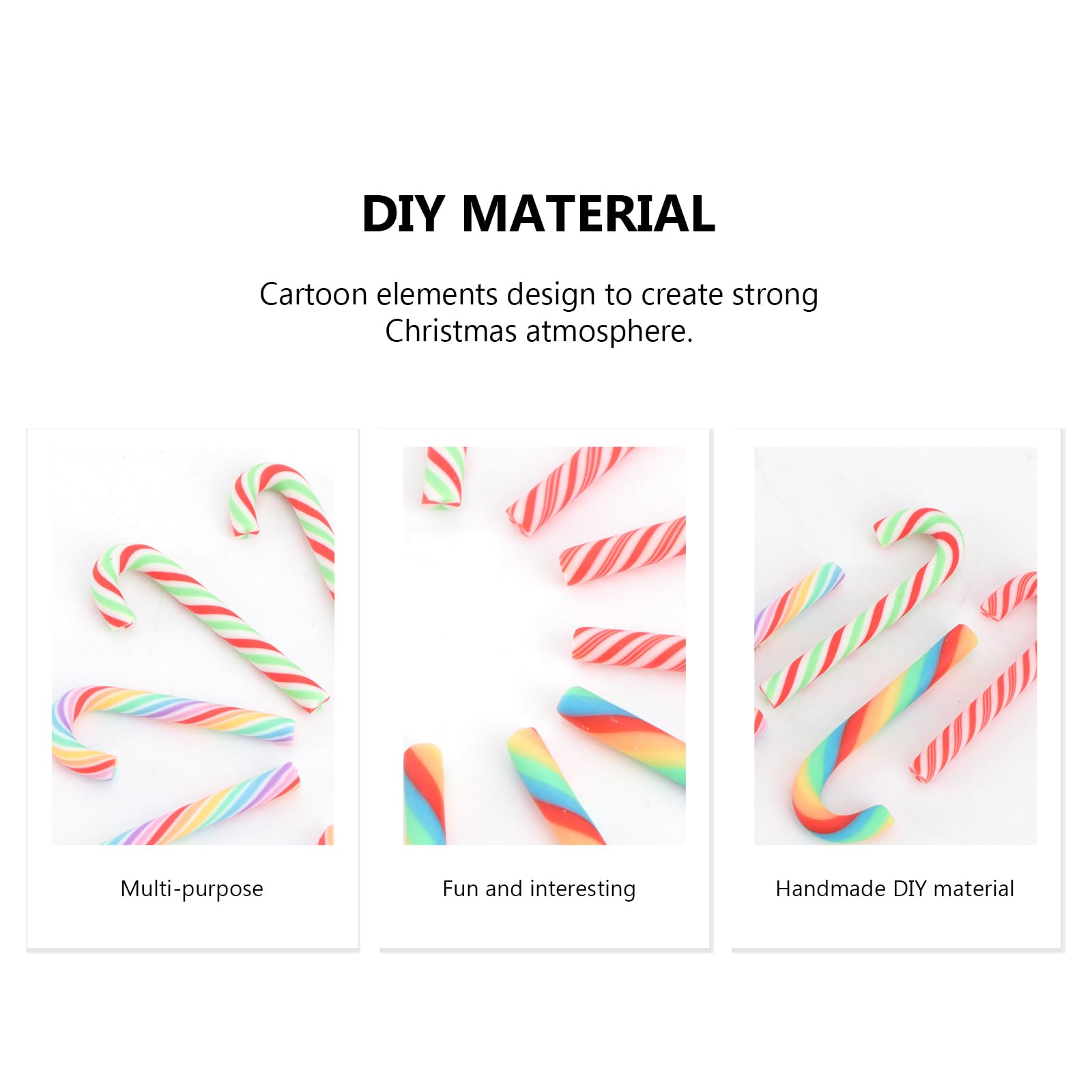40Pcs Mini Candy Cane Polymer Clay Charms - Christmas Crafts Beads for DIY Jewelry, Phone & Bag Decorations - Perfect for Holiday Gifts & Party Favors