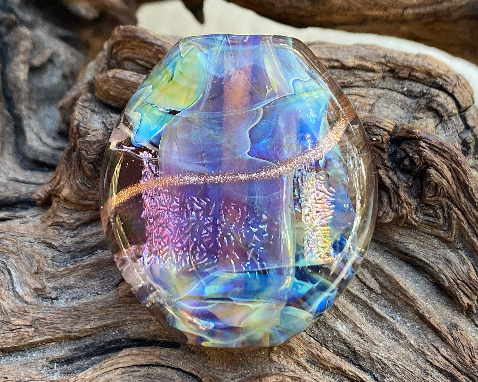 Purple Dichroic Shimmer Glass Lampwork Focal Bead for Jewelry Making - Handmade Artisan Bead for Necklaces, Bracelets & DIY Crafts - Perfect for Beaders & Jewelry Designers