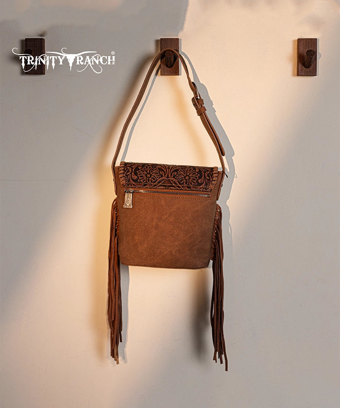 Trinity Ranch Genuine Hair-On Cowhide Tooled Western Shoulder Bag - Perfect for Rodeo, Country Music Festivals & Cowgirl Fashion