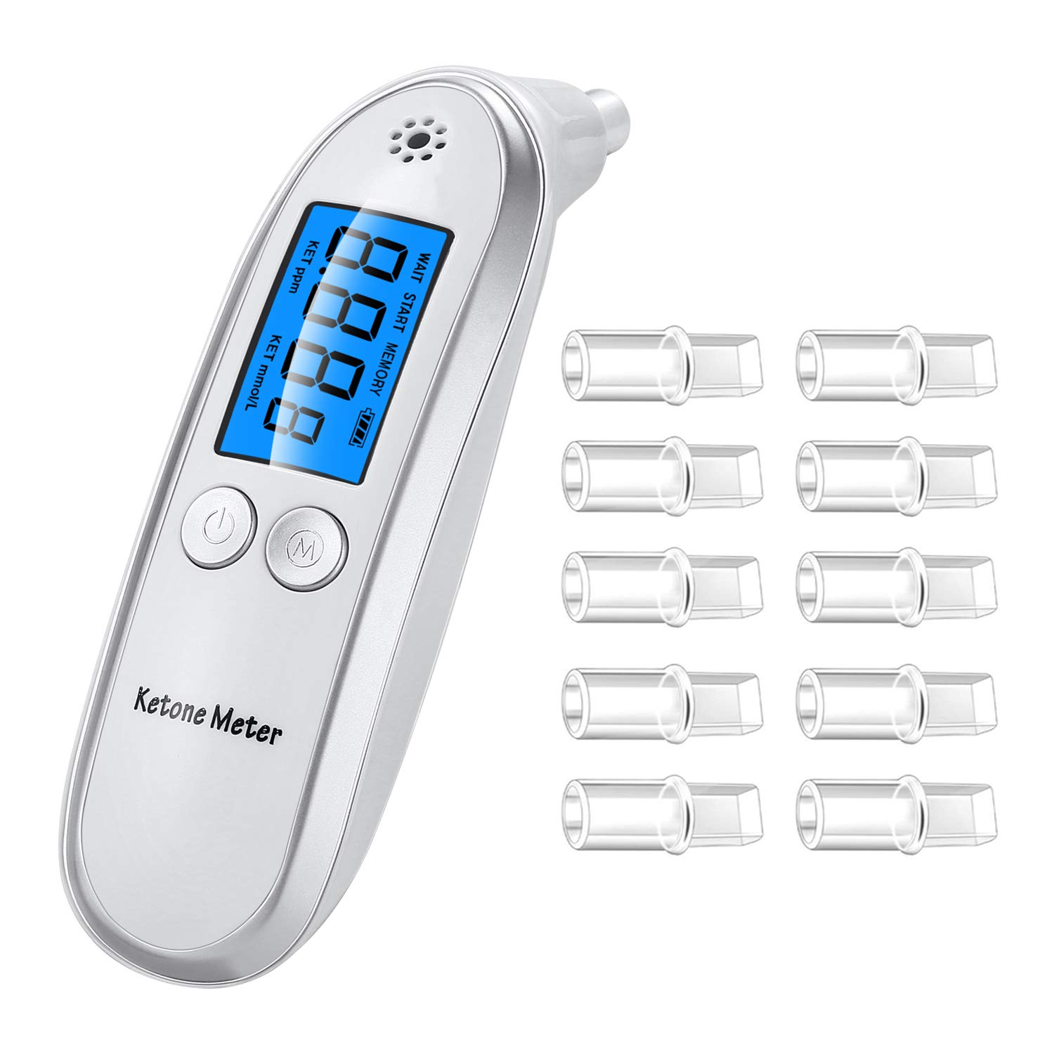 Portable Ketosis Breathalyzer - Advanced Ketone Breath Analyzer with 10 Disposable Mouthpieces for Ketosis Testing | Perfect for Keto Diet, Weight Loss & Fitness Tracking