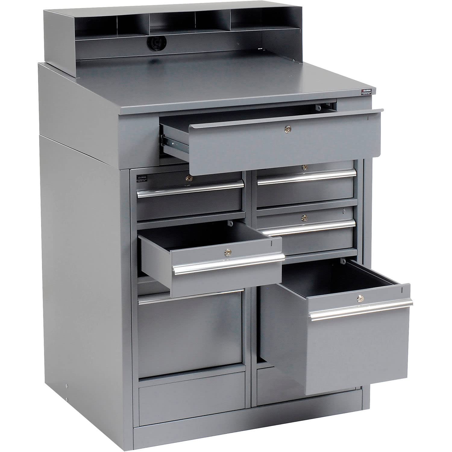 7-Drawer Industrial Work Desk, 34.5