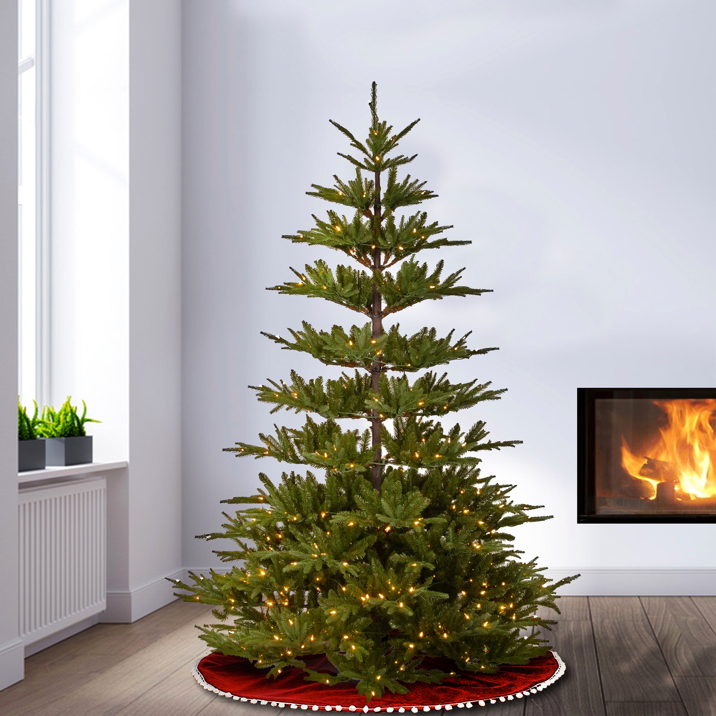 7.5 ft Pre-Lit Glenwood Fir Artificial Christmas Tree with PowerConnect Clear Lights - Perfect for Home, Office, and Holiday Decorations