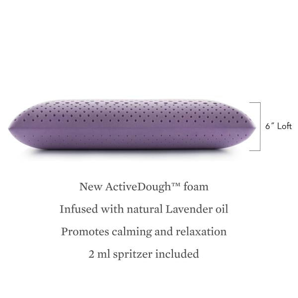 MALOUF Zoned Activedough Lavender Pillow - Cooling Gel Memory Foam for Neck & Back Pain Relief - Perfect for Side, Back & Stomach Sleepers - Home & Travel Use