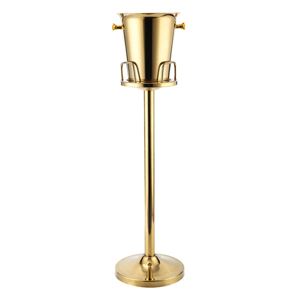 Premium Titanium Gold Ice Bucket with Stand - Stainless Steel Drink Cooler & Beverage Tub for Cocktails, Beer, Wine - Perfect for Bars, KTV, Clubs, Parties, Weddings & Home Entertaining (US Stock)