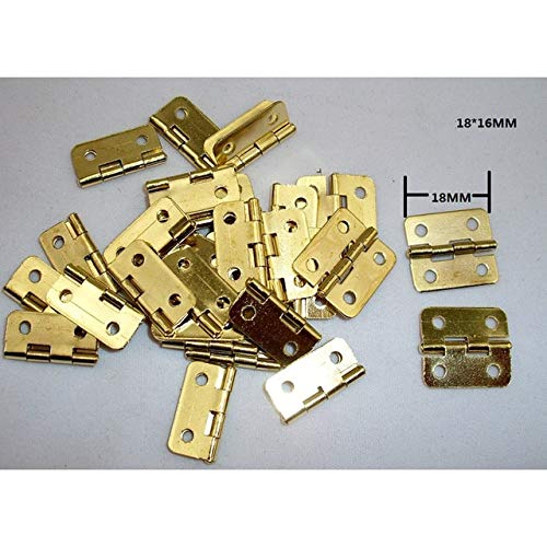 Vintage Style Antique Yellow Golden Cabinet Hinges - 18x16mm 4 Hole Mini Metal Hinges for Cabinet Doors, Luggage & Furniture Decor (100Pcs) - Perfect for Antique Restoration, DIY Projects & Vintage Home Decor
