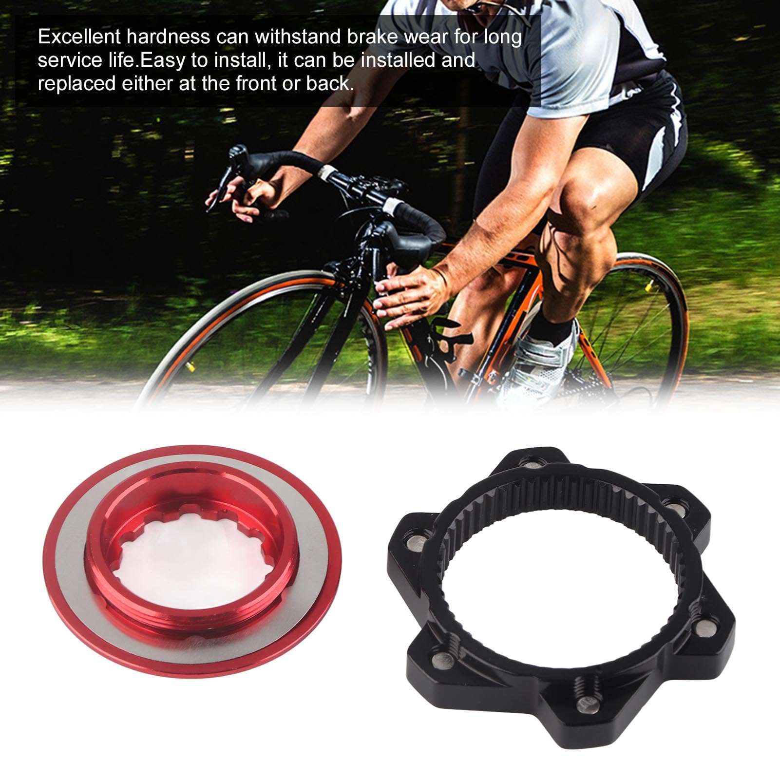 VGEBY Center Lock Hub Adapter 6 Bolt Disc Rotor Set (Red+Black) - for Bike & Motorcycle Upgrades