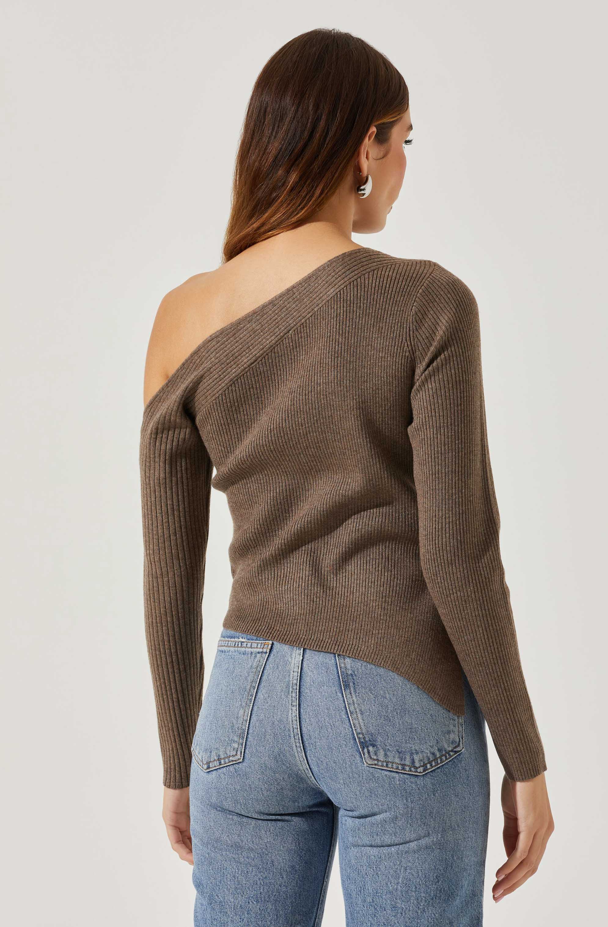 Aldari Off Shoulder Ribbed Sweater for Women - Soft Knit Pullover Top for Casual Wear & Date Nights | Fall Winter Fashion Essential