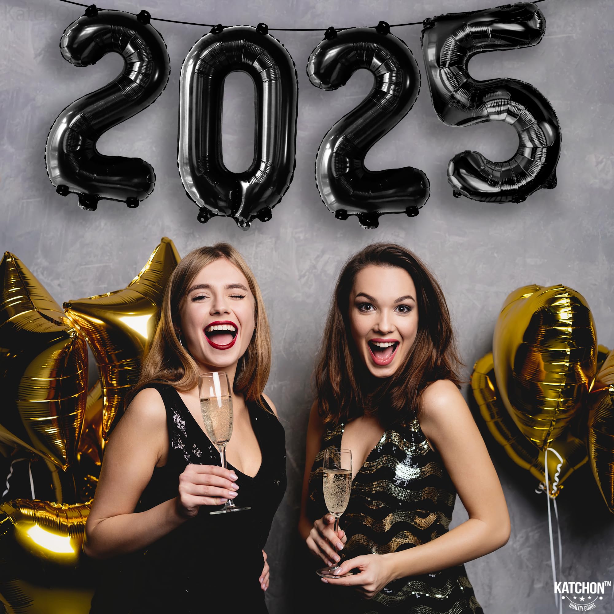 KatchOn 16 Inch 2025 Black Graduation Balloons - Class of 2025 Party Decorations | Bulk Latex Balloons for Graduation Ceremony, School Events & College Celebrations