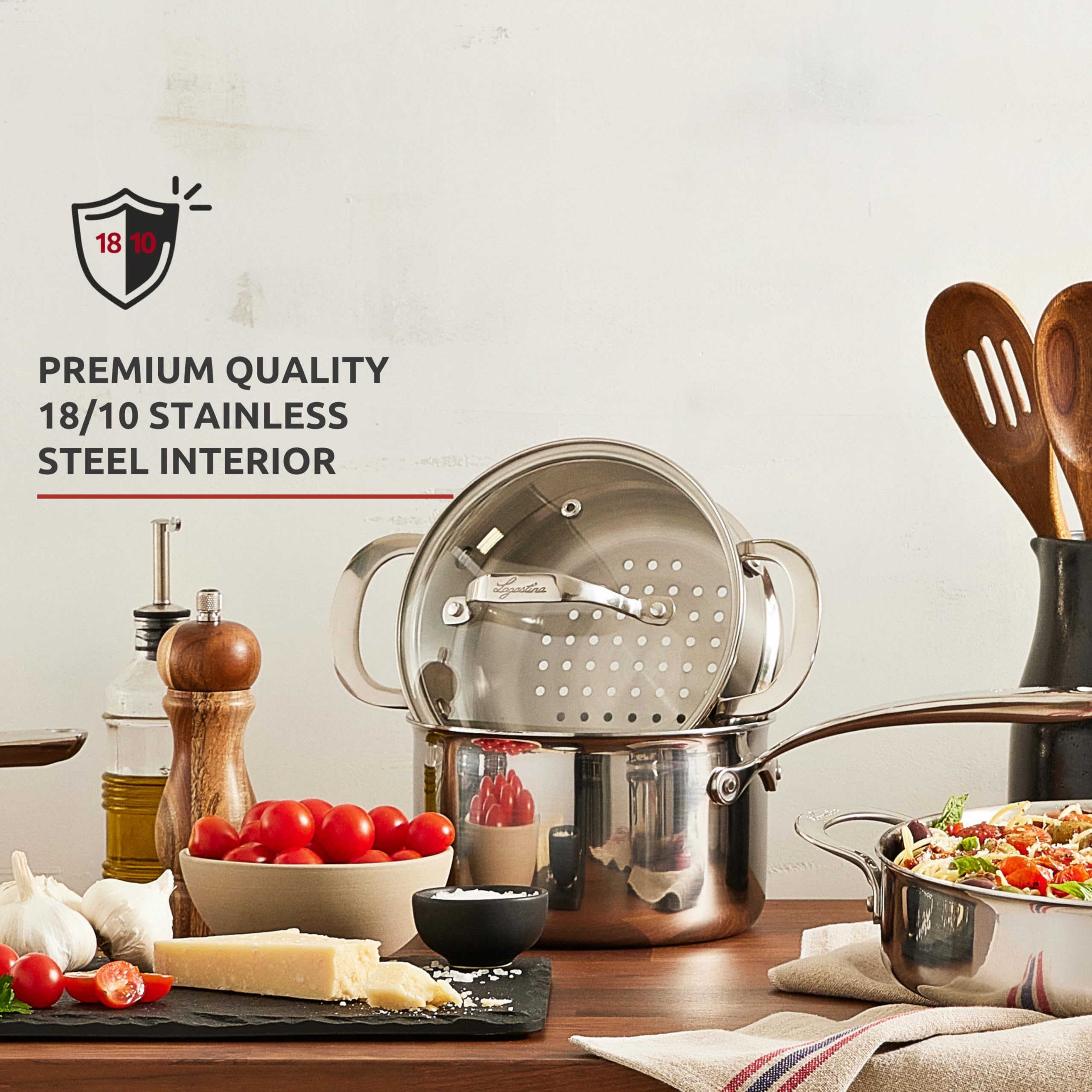 Lagostina 12-Piece Tri-Ply Stainless Steel Cookware Set - Induction Compatible Pots & Pans with Stay-Cool Handles & Tempered Glass Lids - Oven Safe to 500°F - Perfect for Home Cooking, Professional Kitchens & Gift Giving