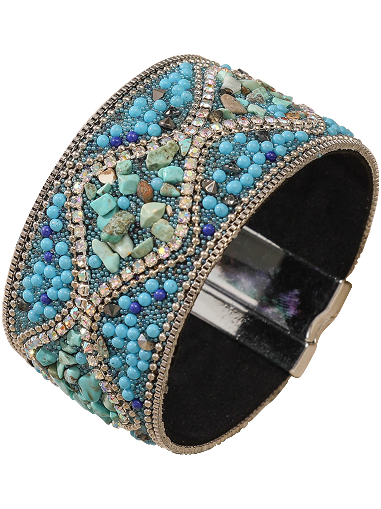 Boho Bracelets for Women & Men - Handmade Seed Bead Wrap Bangle with Magnetic Clasp | Bohemian Jewelry Gifts for Summer, Festivals & Beach Vacations | Aesthetic Wrist Accessories for Casual & Boho Chic Outfits