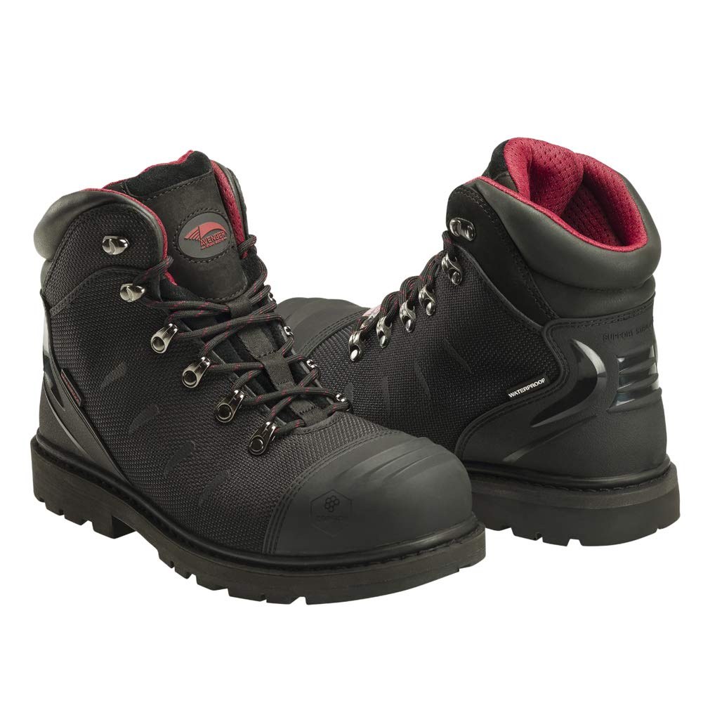 Avenger Men's Carbon Nanofiber Work Boots - Size 6 with Steel Toe & Hammer Protection - Durable Safety Shoes for Construction, Warehouse & Outdoor Work