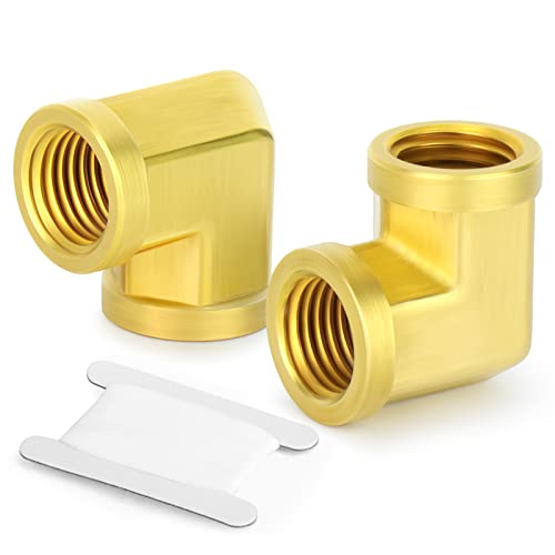 90 Degree Barstock Street Elbow - 1/4 Inch NPT Female to Female Brass Pipe Fitting (2 Pack) - Ideal for Plumbing, HVAC, and Industrial Applications
