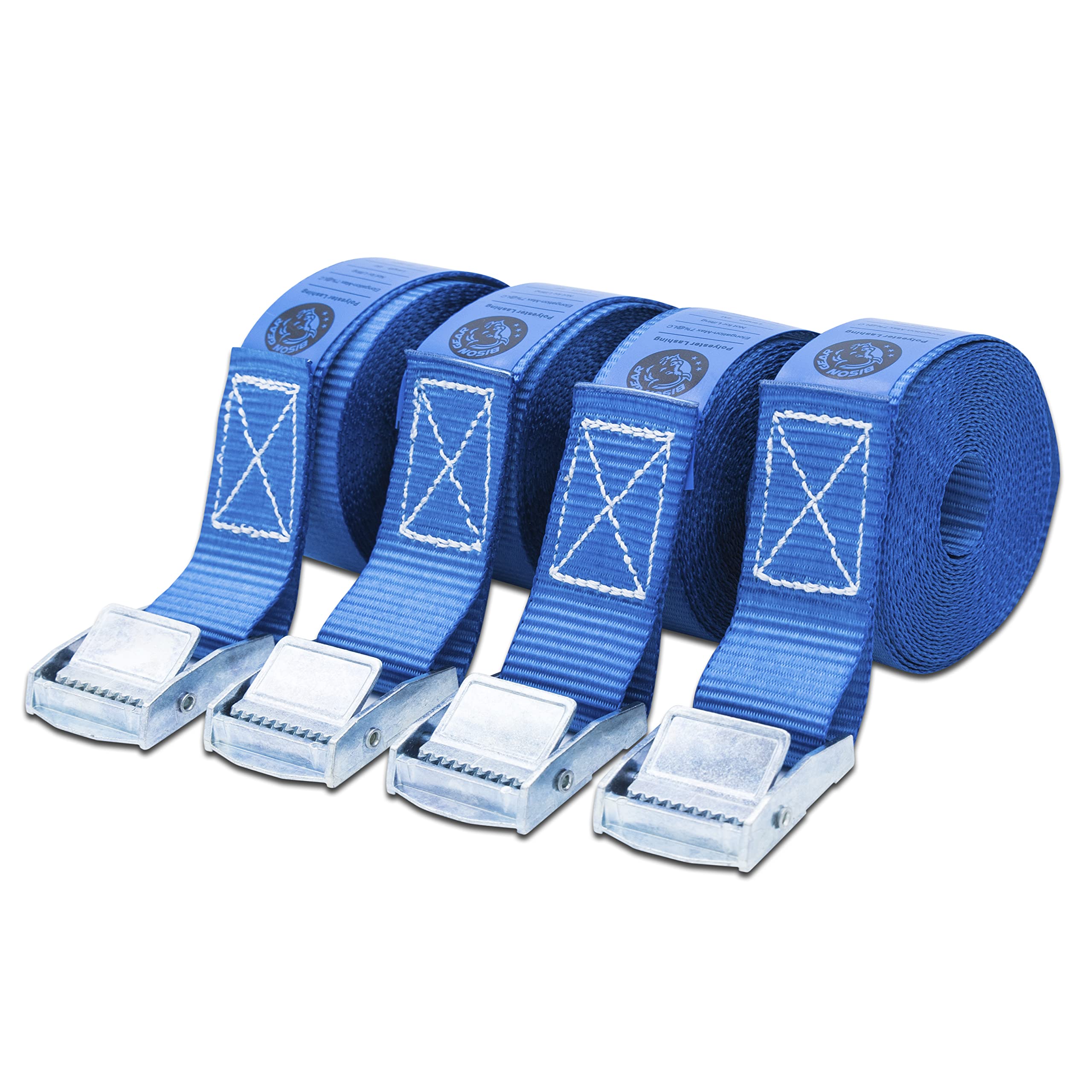 4 Pack 8ft Heavy Duty Tie Down Straps with Rustproof Buckles - Secure Car Roof Rack for Luggage, Surfboard, Kayak, Motorbike & Cargo - Durable Ratchet Strap Alternative for Transport, Camping & Outdoor Adventures