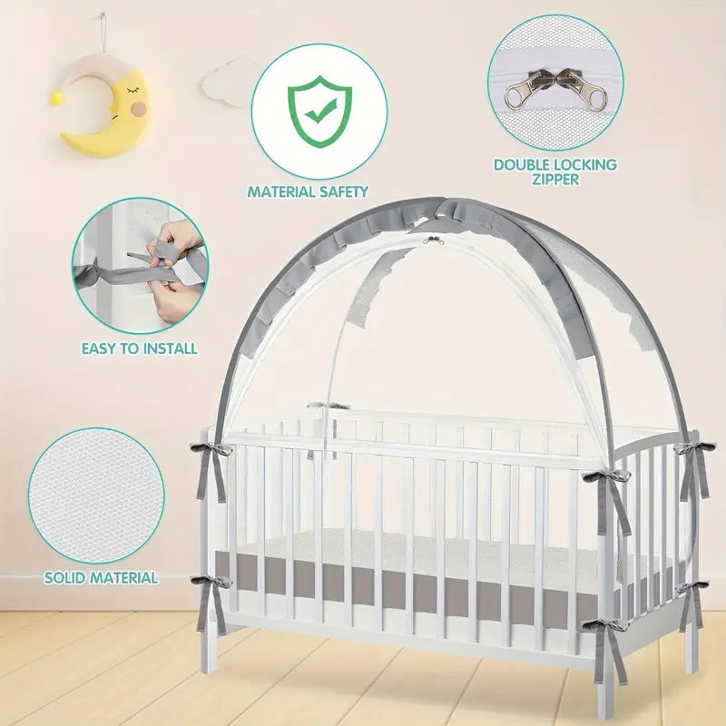 Swabies Full Size Mesh Crib Tent - Breathable Baby Safety Net for Secure Sleeping & Playtime | Perfect for Nursery, Daycare & Travel