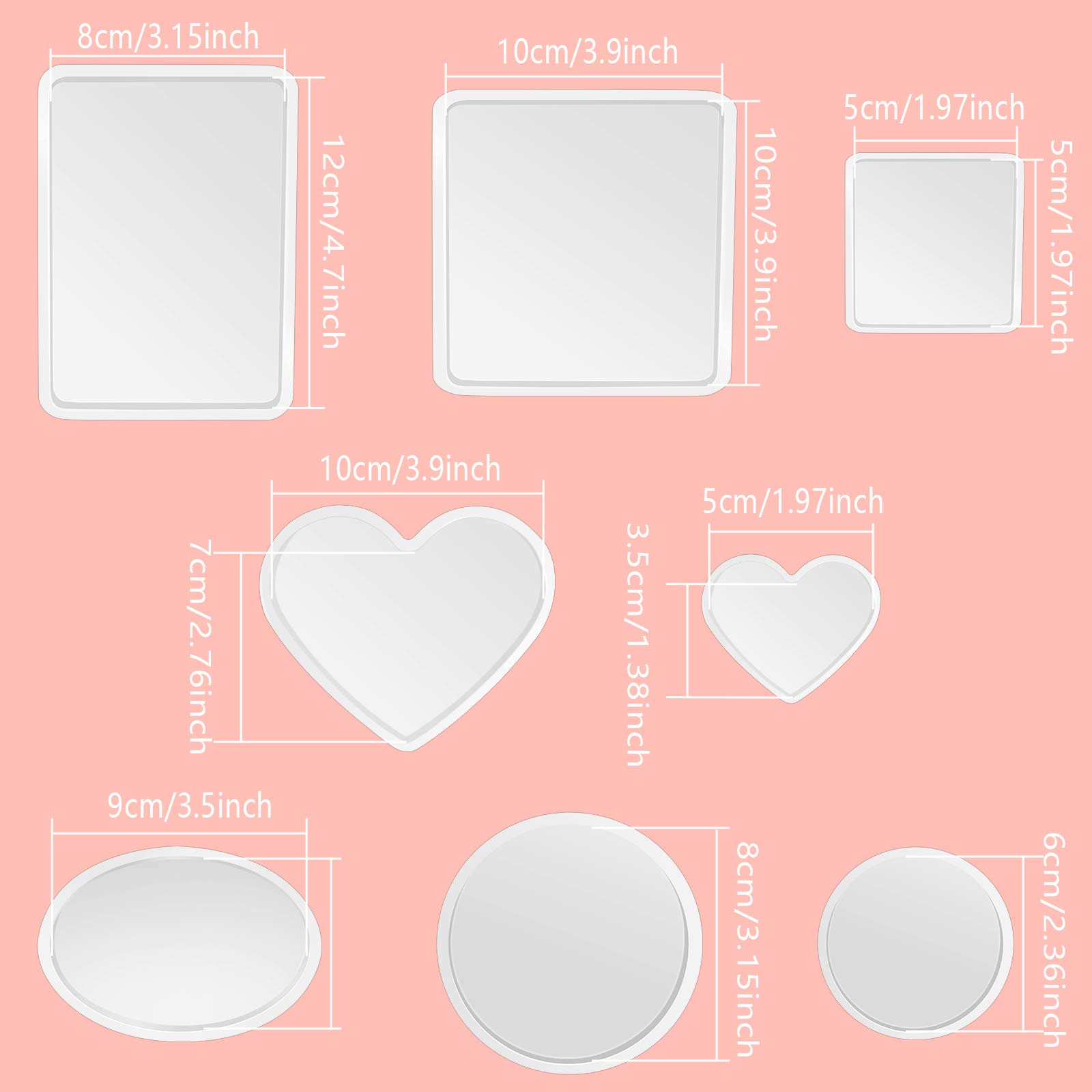 Premium 8-Piece Transparent Food-Grade Silicone Mold Set for DIY Coasters, Pendant Crafts & Home Decor - Resin Casting Molds for Creative Projects, Party Favors & Gift Making