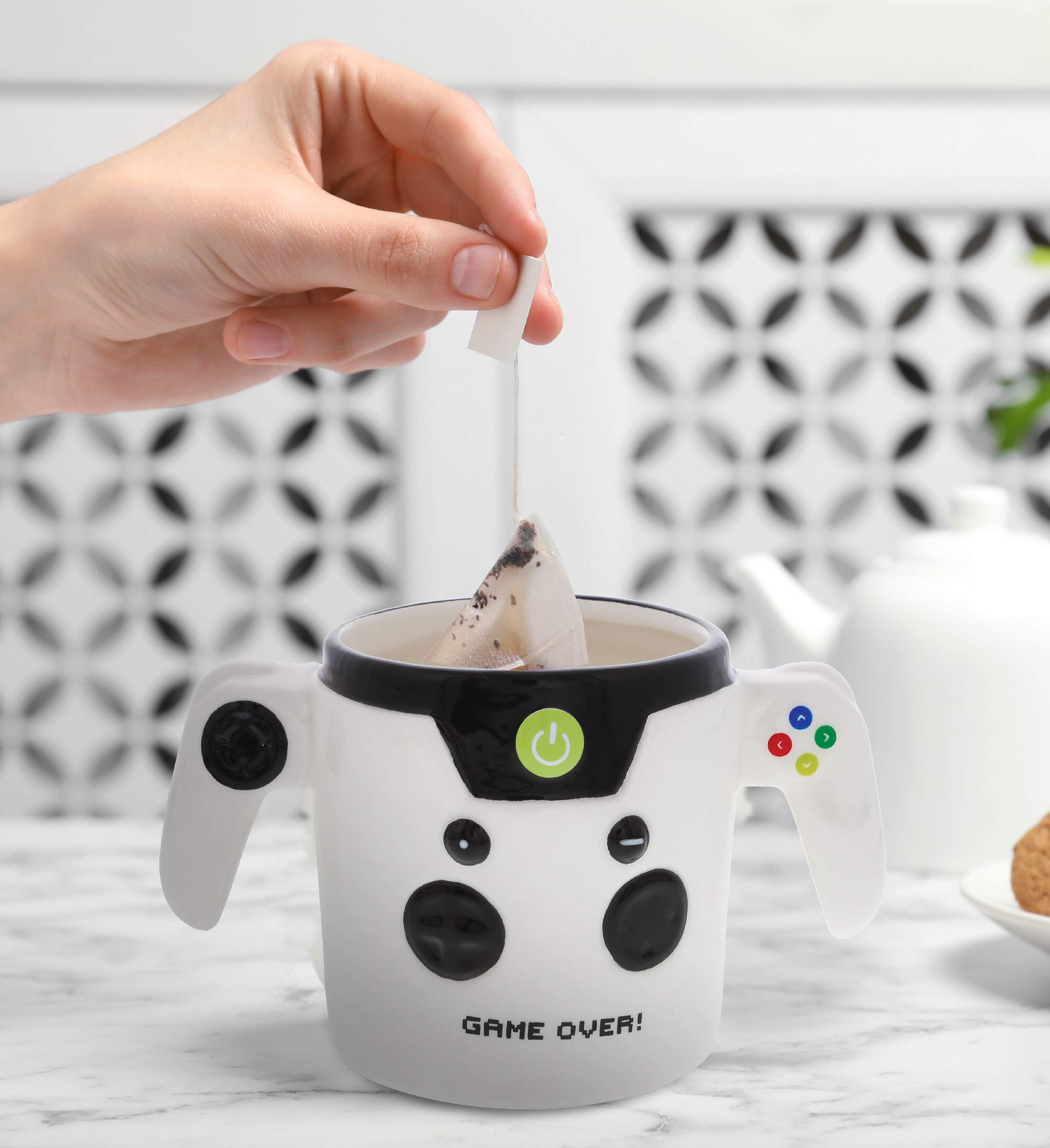 Game Over Controller Novelty Mug - 12.4 Oz Ceramic Coffee Cup for Gamers | Unique Gamer Gift & Video Game Decor | Perfect for Gaming Sessions, Office Use & Coffee Lovers