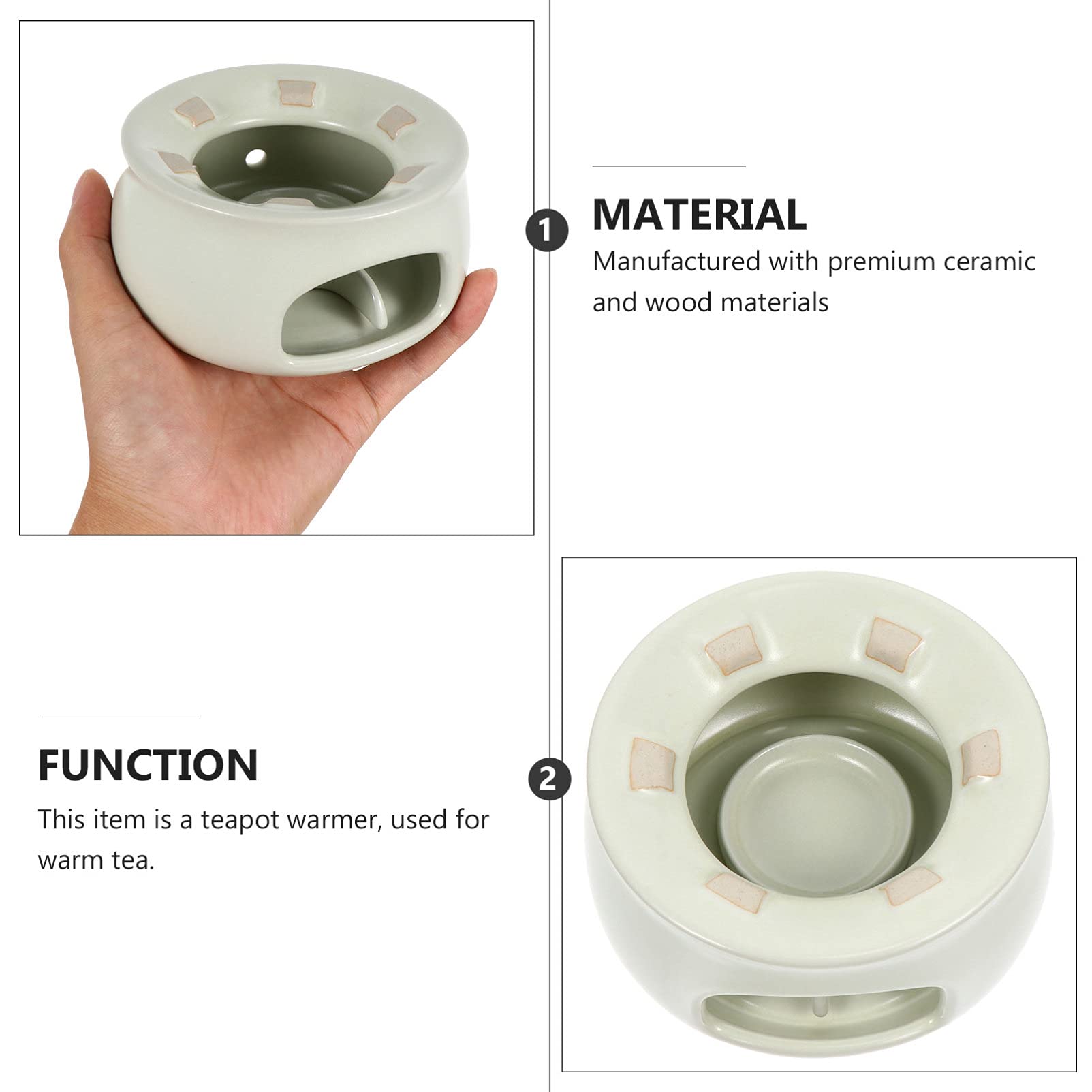 Hemoton Ceramic Tea Warmer Mug - Portable Fuel Oil Cup Warmer for Coffee, Hot Chocolate & Beverages - Perfect for Office, Home & Outdoor Use