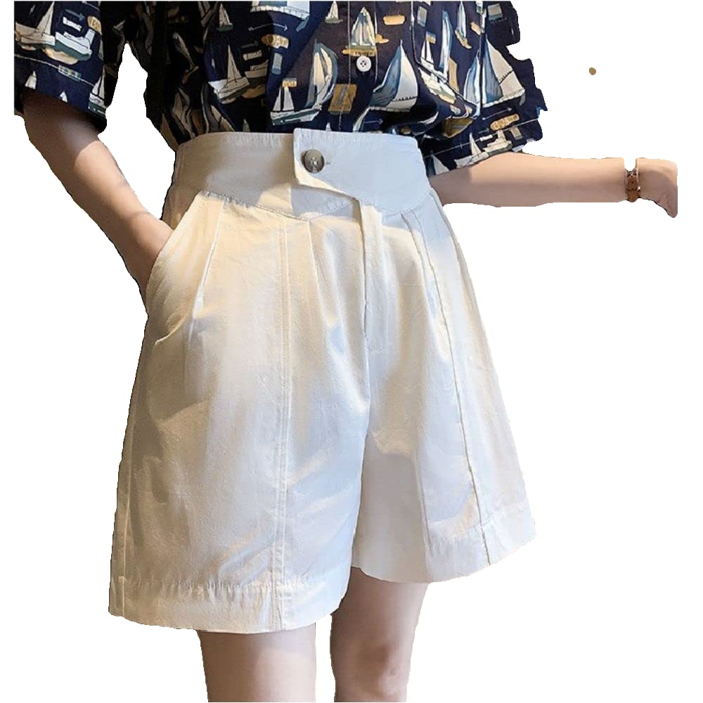 WROLEM Women's Summer Shorts - Elastic Waist Casual Bermuda Shorts with Button for Outdoor Activities, Travel & Lounge Wear
