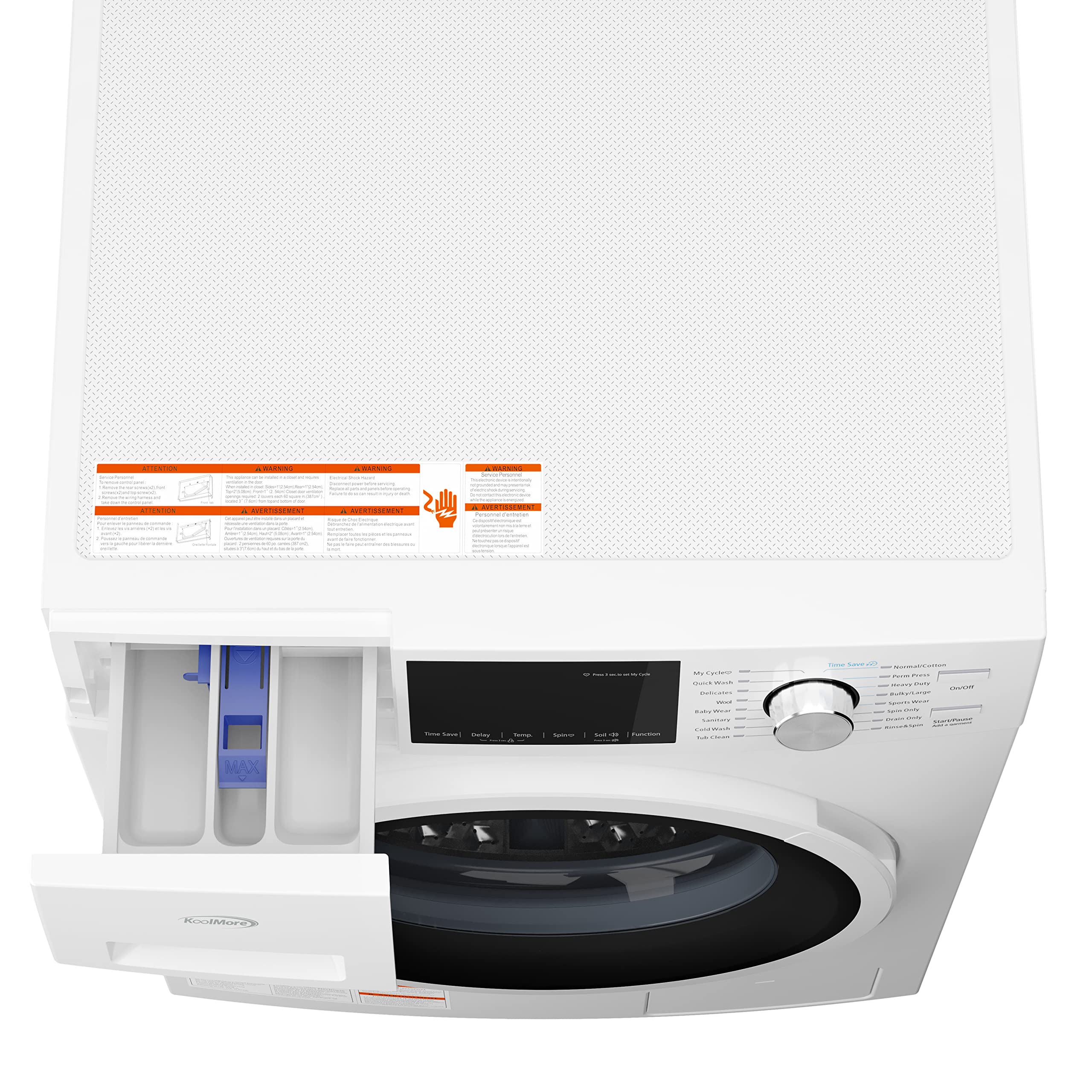 KoolMore 2.7 Cu. Ft Front Load Washing Machine - Compact Space Saving Design, 20-Min Quick Wash, 12 Cycles, Quiet Inverter Motor (120V, 24