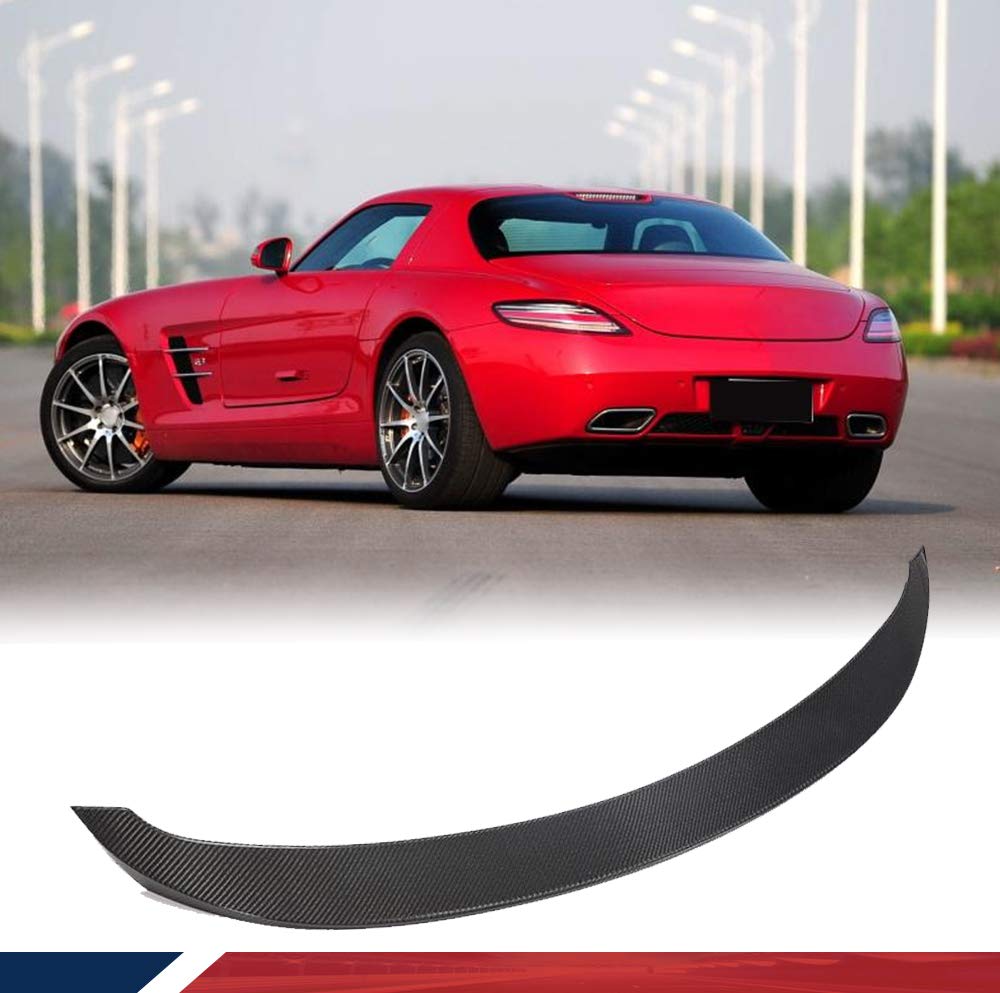 Carbon Fiber Rear Spoiler for Mercedes Benz C197 R197 SLS AMG 2-Door (2010-2013) - High Kick Trunk Lip Spoiler & Rear Wing Body Kit - Enhances Aerodynamics & Sporty Style - Perfect for Racing & Car Shows