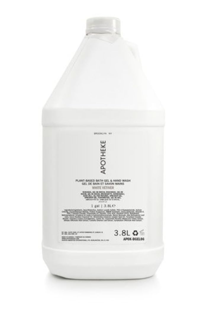 Fuzzion Apotheke White Vetiver Plant-Based Body Wash & Shower Gel - 1 Gallon (33.8 fl oz) | Vegan, Cruelty-Free, Natural Ingredients | Perfect for Daily Shower & Spa-Like Relaxation