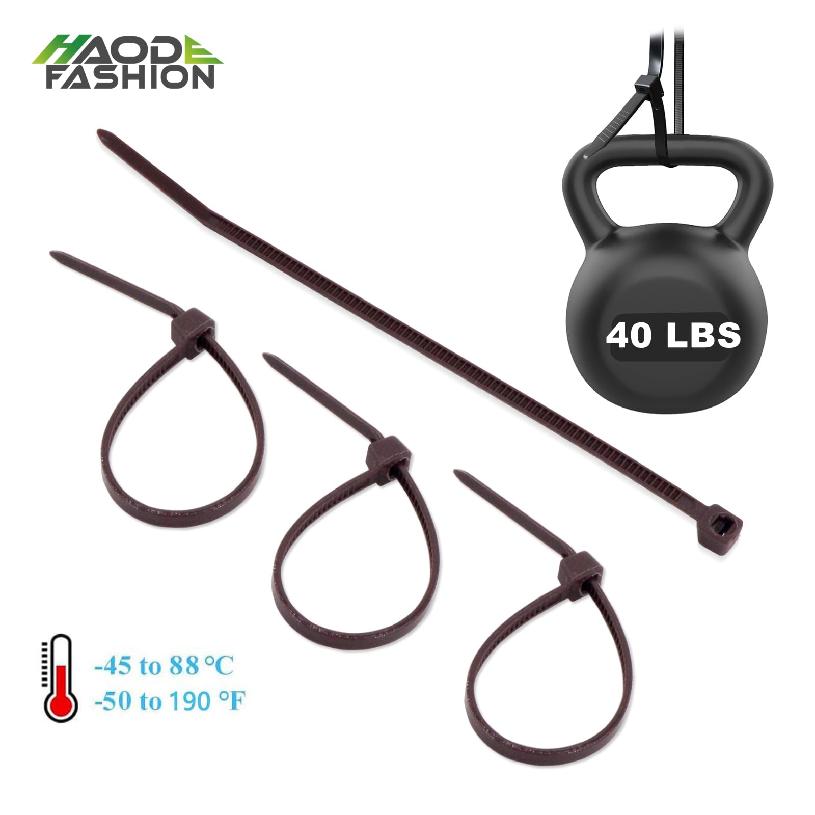 10 Inch Wide Heavy Duty Brown Wooden Zip Ties - 150 Pack Durable Cable Ties for Outdoor, Garden, Office & Kitchen Organization (Perfect for Bundling Wires, Securing Plants & Home Improvement Projects)
