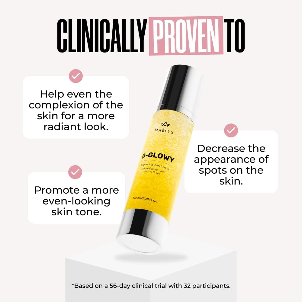 MAËLYS B-GLOWY Brightening Body Serum with Niacinamide, Meadowfoam Oil & Peptide - Dark Spot Corrector for Uneven Skin Tone - Hydrating & Illuminating Body Care for Daily Use & Special Occasions