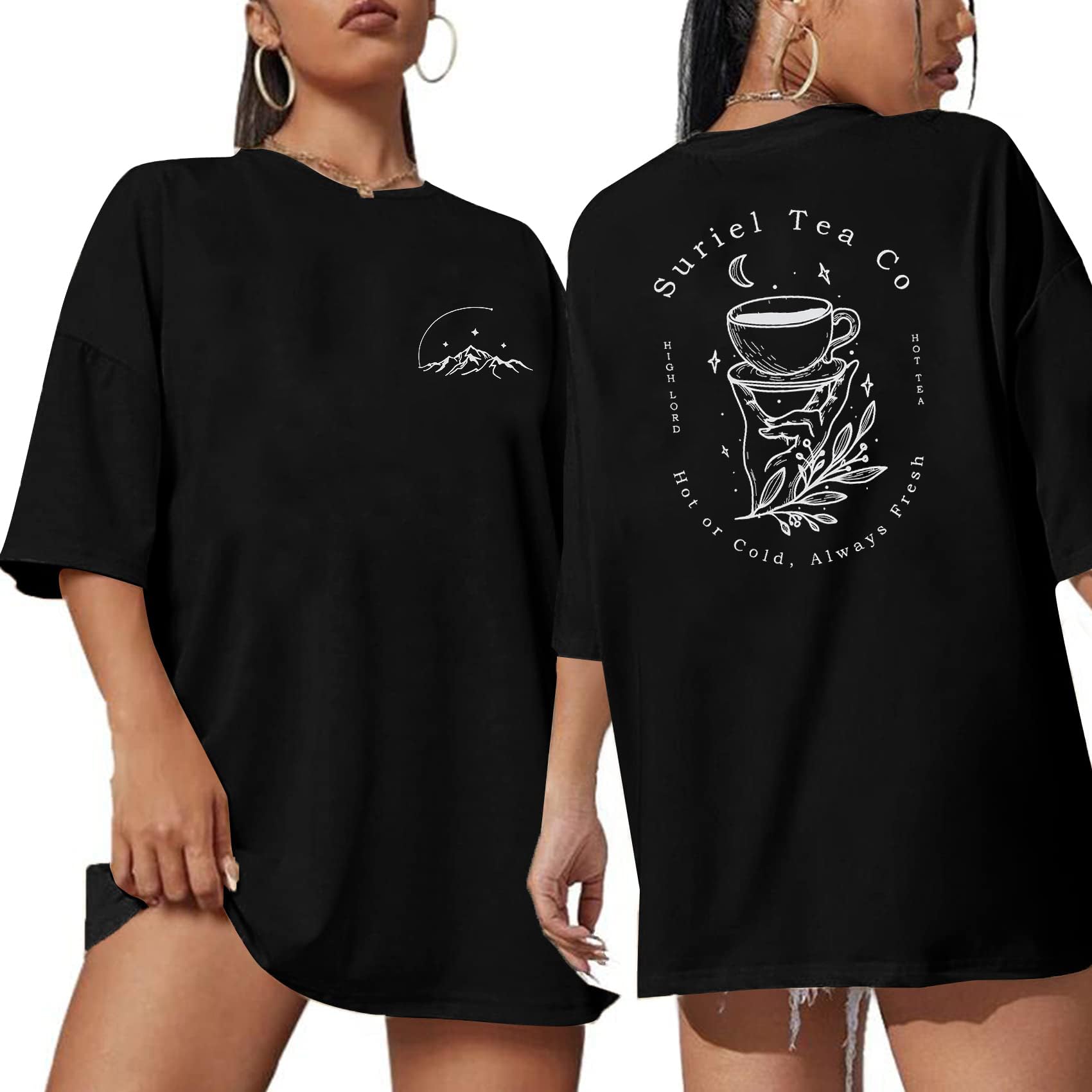 Suriel Tea Co Vintage Women's T-Shirts - Oversized Bookish Tees for Casual Wear & Reading Comfort | City of Starlight Design