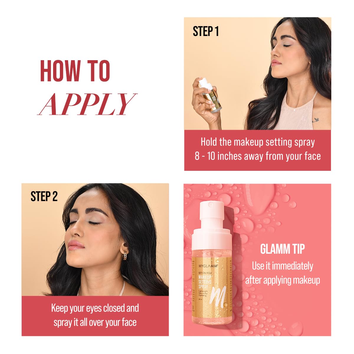MyGlamm Set On You Setting Spray (60ml) – Long Lasting Makeup Fixer with Hyaluronic Acid, Niacinamide & Aloe Vera for All Skin Types | Perfect for Weddings, Parties & Daily Wear
