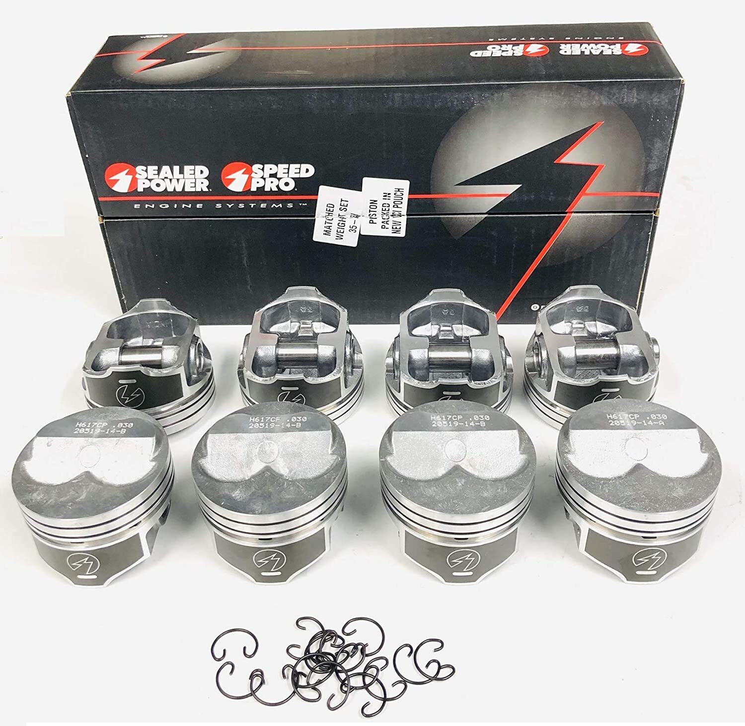 SPEED PRO Hypereutectic 11.8cc Dome Pistons Set with Moly Rings for Chevy 350 Engine 12:1 Compression .030 Over - Perfect for High Performance Racing & Engine Rebuilds