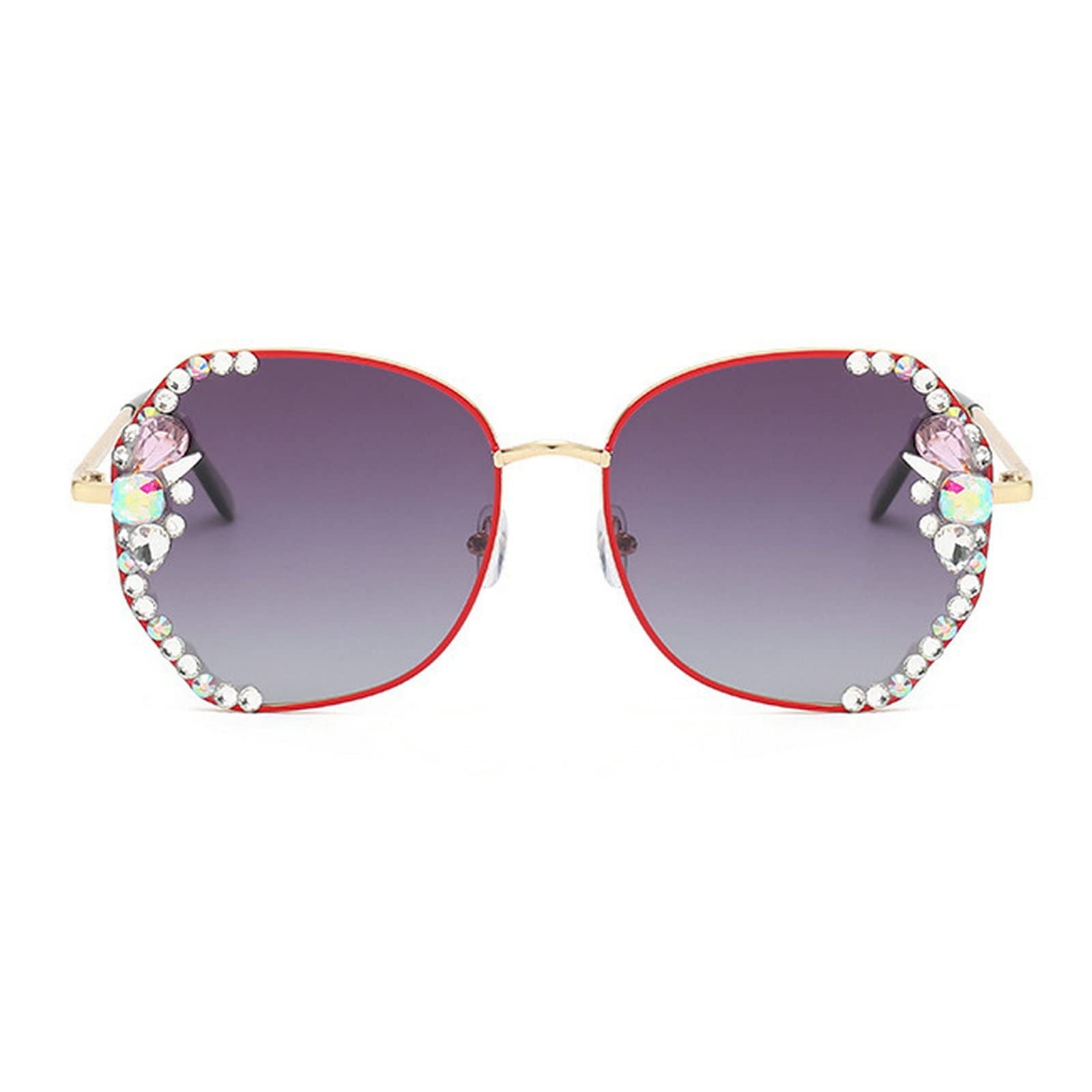 Luxury Rhinestone Bling Diamond Fashion Polarized Sunglasses for Women - Vintage Gradient Lens Shades - Perfect for Beach, Driving & Outdoor Activities