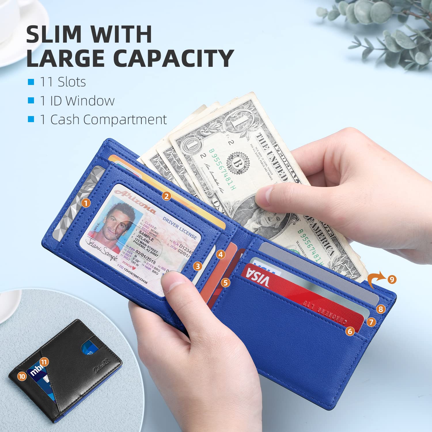 Zitahli Men's Slim RFID Blocking Leather Wallet - Premium Bifold Front Pocket Wallet with Gift Box, Leather Card Holder for Everyday Carry | Perfect for Travel, Business & Daily Use
