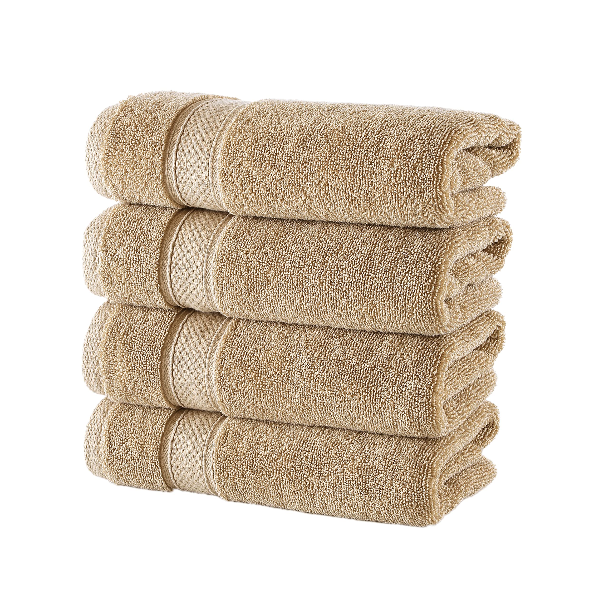 Premium Luxury Linen Turkish Towel Set - 4pc Hotel Quality Bath Towels in Warm Sand Beige for Spa, Beach & Bathroom | Soft & Absorbent Cotton Towel Set
