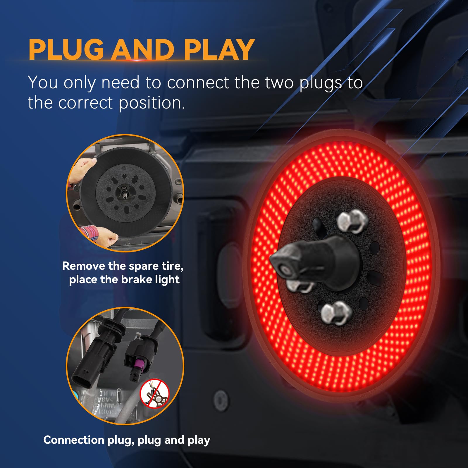 Super Bright 405PCS LED Spare Tire Brake Light for 2018-2025 Jeep Wrangler JL/JLU | Plug-N-Play 3rd Brake Light & Tail Light | Off-Road Accessories for Enhanced Safety & Style | Perfect for Night Driving, Off-Road Adventures & Jeep Customization