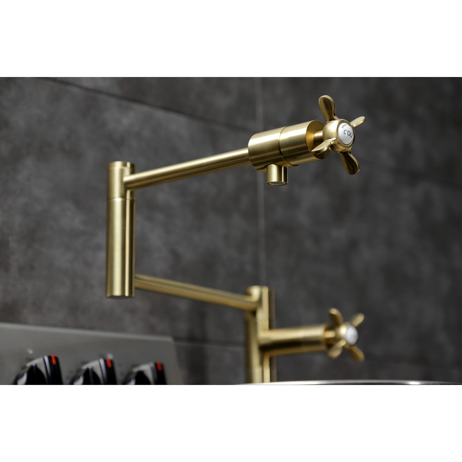 Essex Single Hole Deck Mount Pot Filler Faucet - Brushed Nickel Kitchen Sink Faucet for Cooking, Filling Pots & Pasta Making - Perfect for Home Chefs & Professional Kitchens