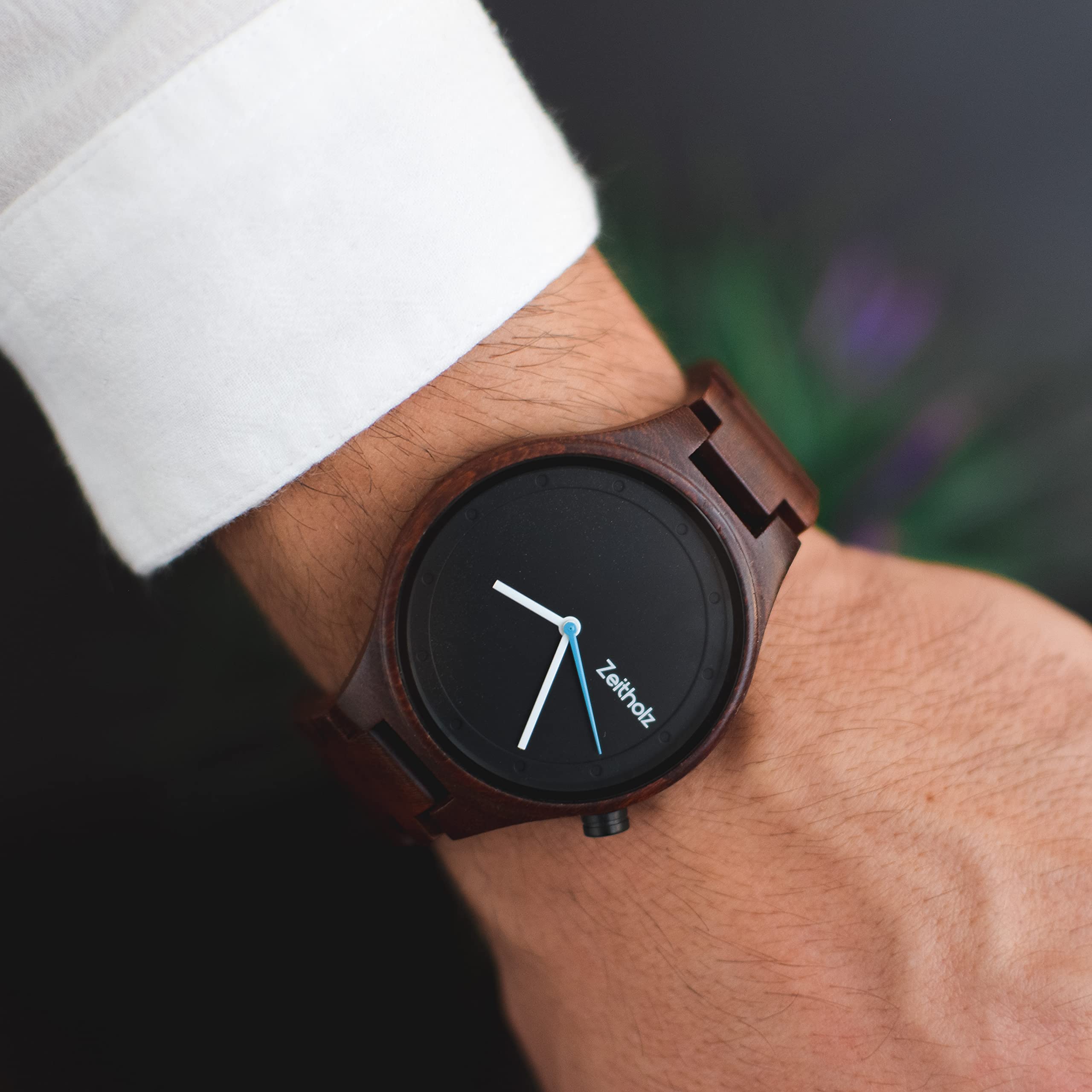 Zeitholz Men's Wooden Watches - 100% Natural Wood, Japanese Quartz Movement, Big Face Analog Watch (42mm) - Perfect for Casual Wear, Outdoor Activities & Unique Gifts - Stolpen Collection