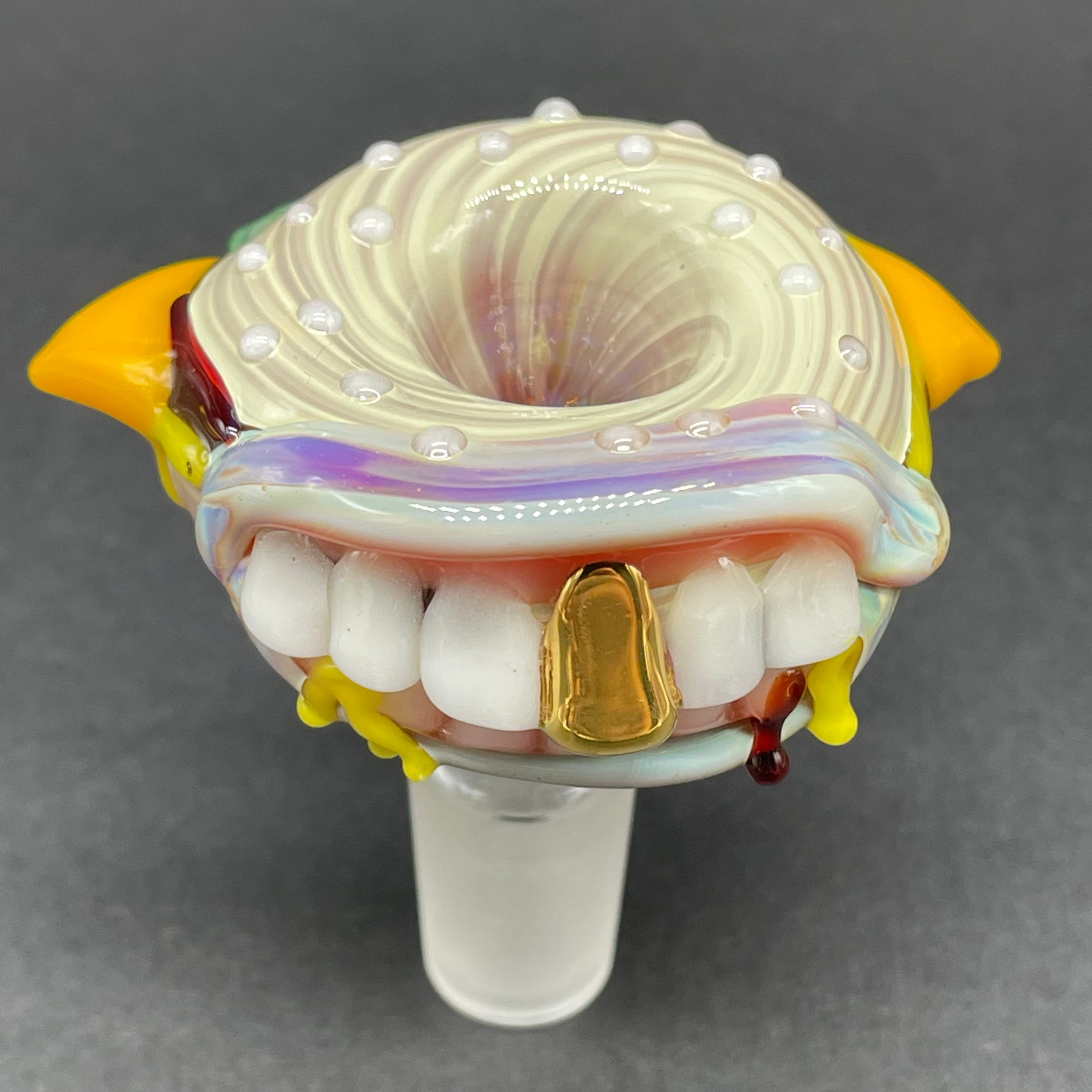 14mm Cheeseburger Glass Slide - Premium Borosilicate Glass Pipe for Smooth Smoking | Perfect for Concentrates, Herbs & Personal Use at Home or On-the-Go