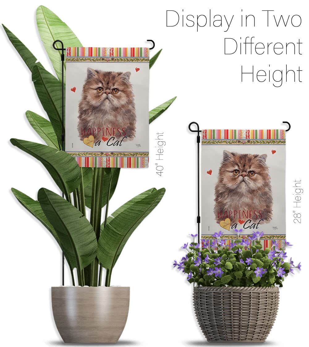 Persian Cat Garden Flag Set with Stand - Double-Sided Yard Decor for Pet Lovers