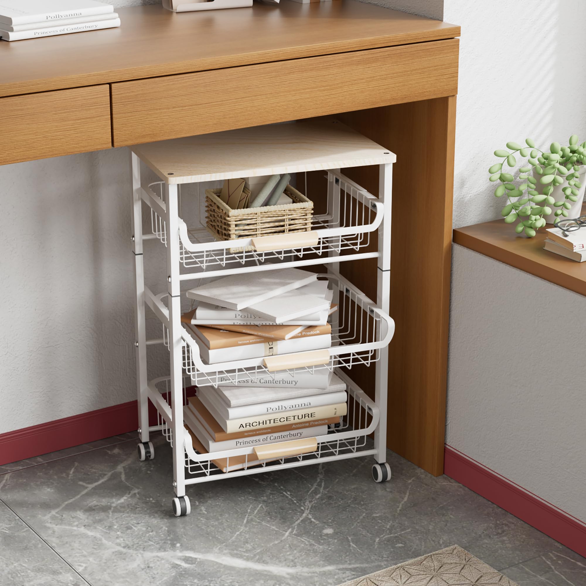 4-Tier Stackable Metal Fruit Basket Organizer - Pull-Out Sliding Storage Rack for Kitchen Countertop, Pantry & Dining Room - Black Space-Saving Food Storage Solution for Fruits, Vegetables & Snacks